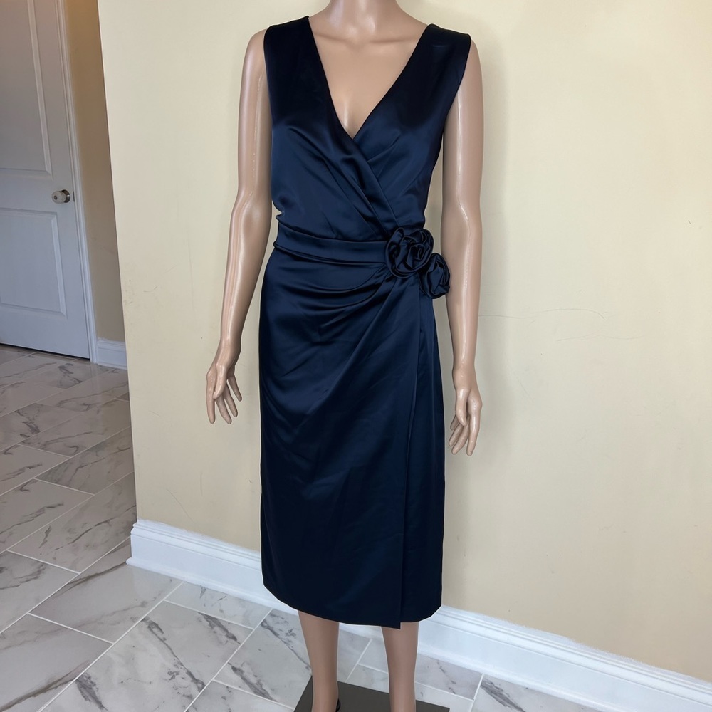 Maggy London silk  Navy blue dress - Picture 3 of 13